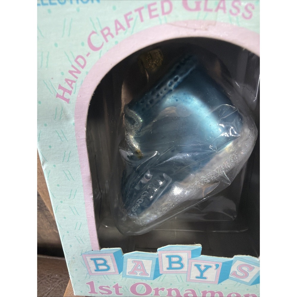 2001 Brass Key Collection Baby's 1st Ornament Hand-Crafted Blown Glass Blue Vtg - Picture 4 of 15